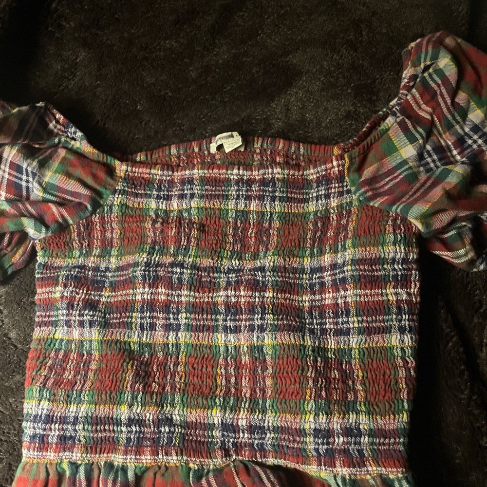 Plaid Smocked Top